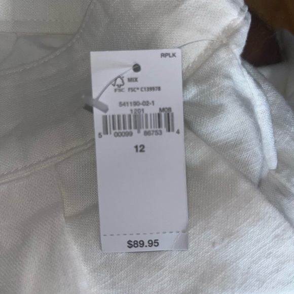 Gap Woman’s White linen pleated linen pant. Size 12. NWT - Picture 7 of 15